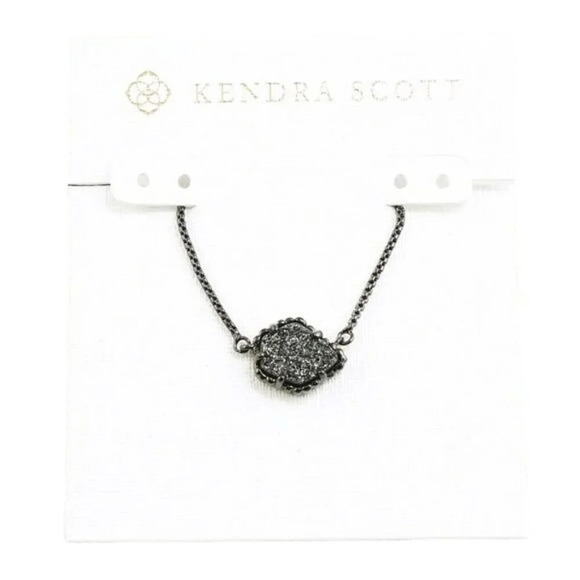 Kendra Scott Tess Druzy Pendant Necklace in Gunmetal - Picture 3 of 3